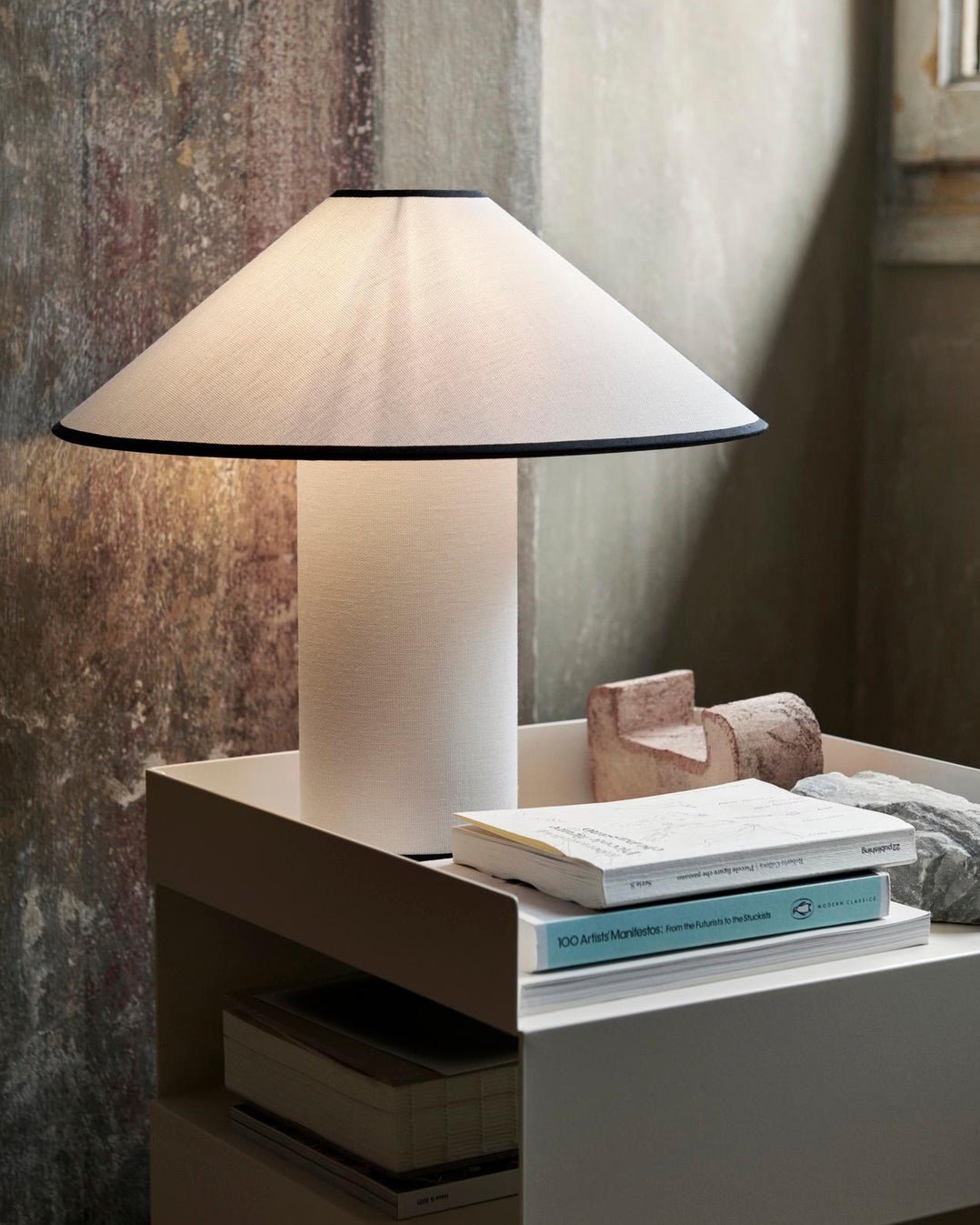 Colette Table Lamp | Art Deco Design | Red Wine Base & White Shade