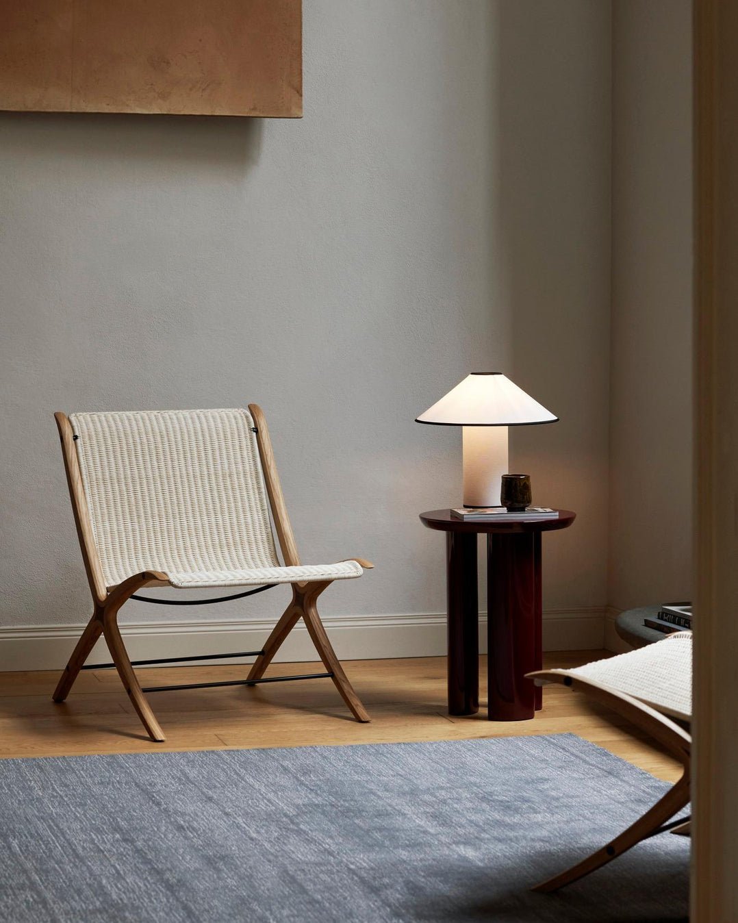 Colette Table Lamp | Art Deco Design | Red Wine Base & White Shade