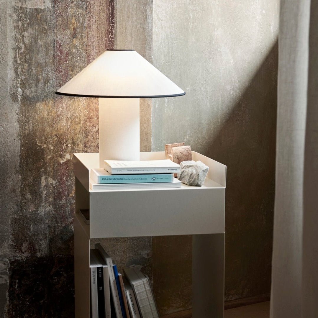 Colette Table Lamp | Art Deco Design | Red Wine Base & White Shade
