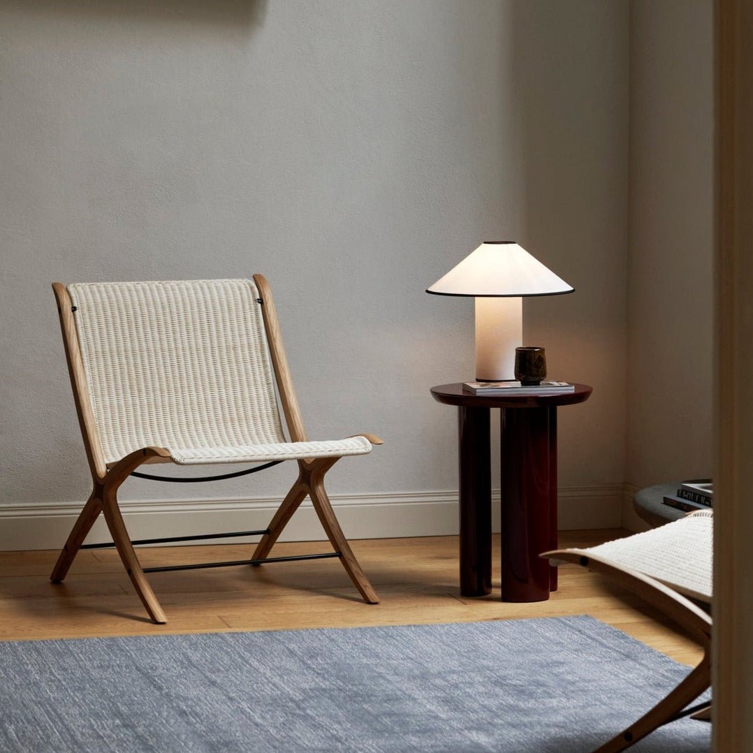 Colette Table Lamp | Art Deco Design | Red Wine Base & White Shade