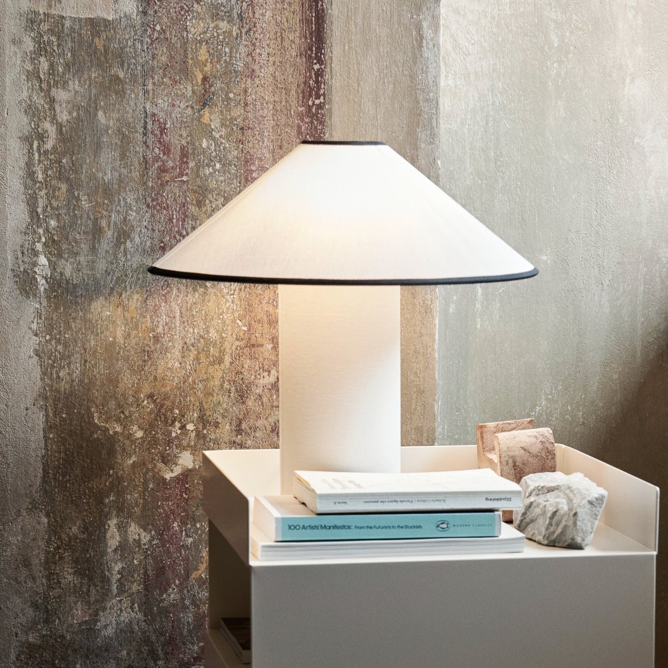 Colette Table Lamp | Art Deco Design | Red Wine Base & White Shade