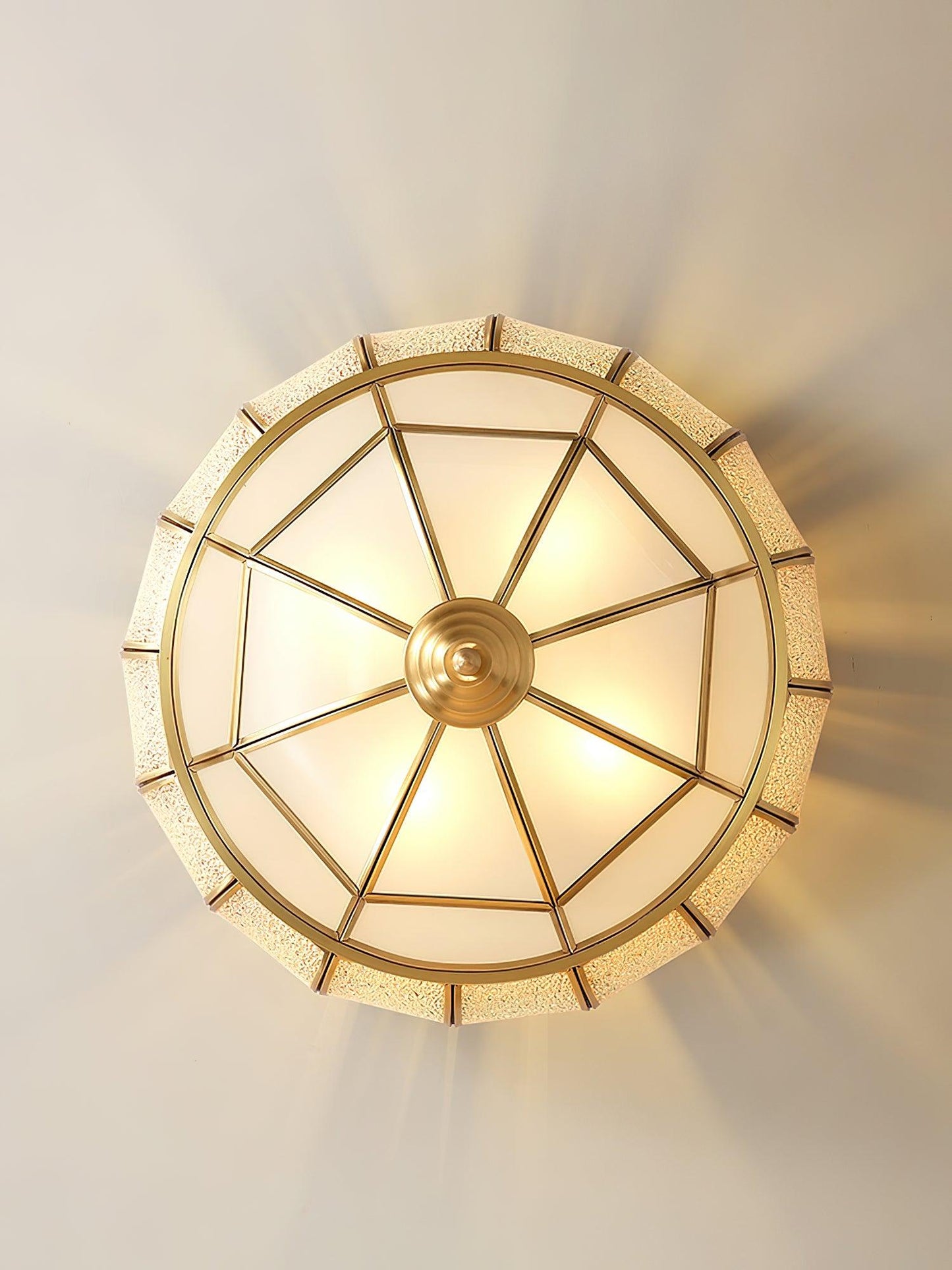 Colonial Glass Drum Ceiling Light | Brass & Glass | White Shade