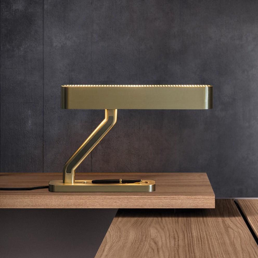 Colt Table Lamp | Brass, Acrylic | White Shade