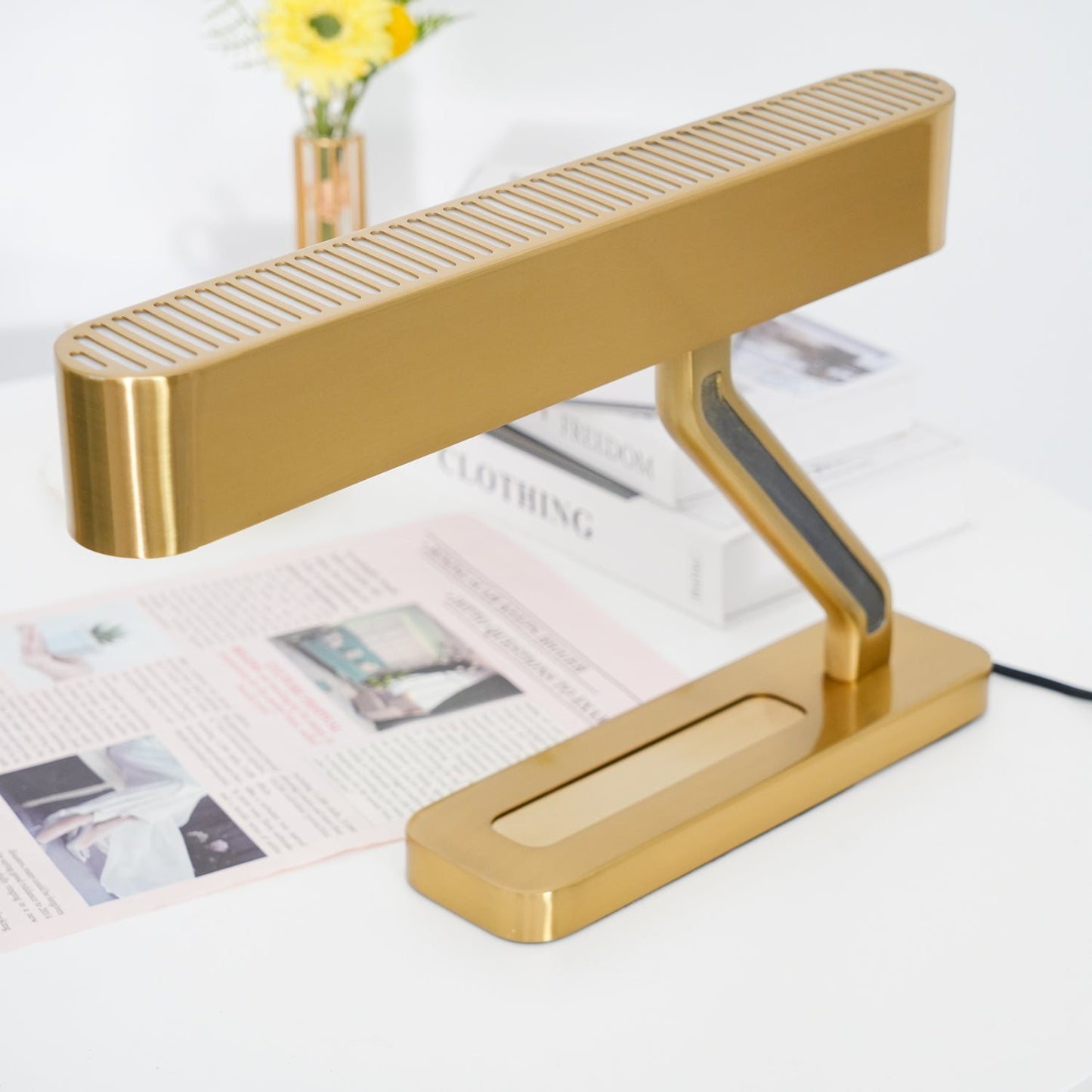 Colt Table Lamp | Brass, Acrylic | White Shade