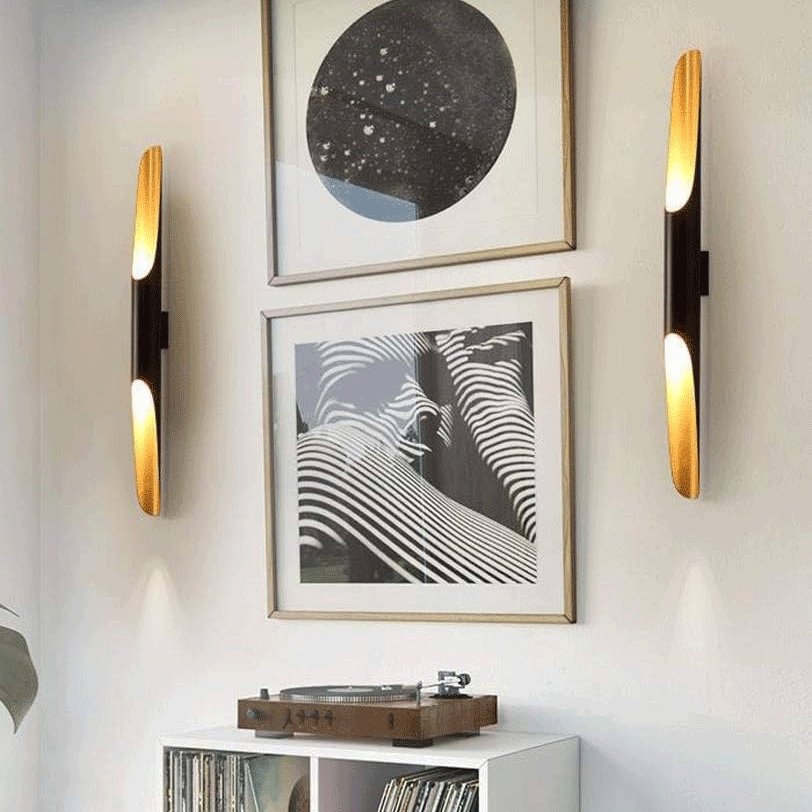Coltrane Wall Sconce | Handmade Steel | Matte Black & Gold | Set of 2