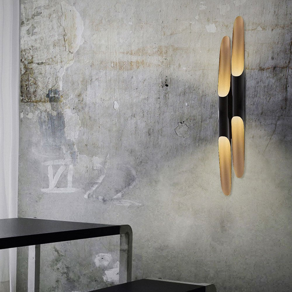 Coltrane Wall Sconce | Handmade Steel | Matte Black & Gold | Set of 2