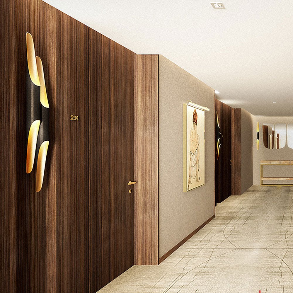 Coltrane Wall Sconce | Handmade Steel | Matte Black & Gold | Set of 2