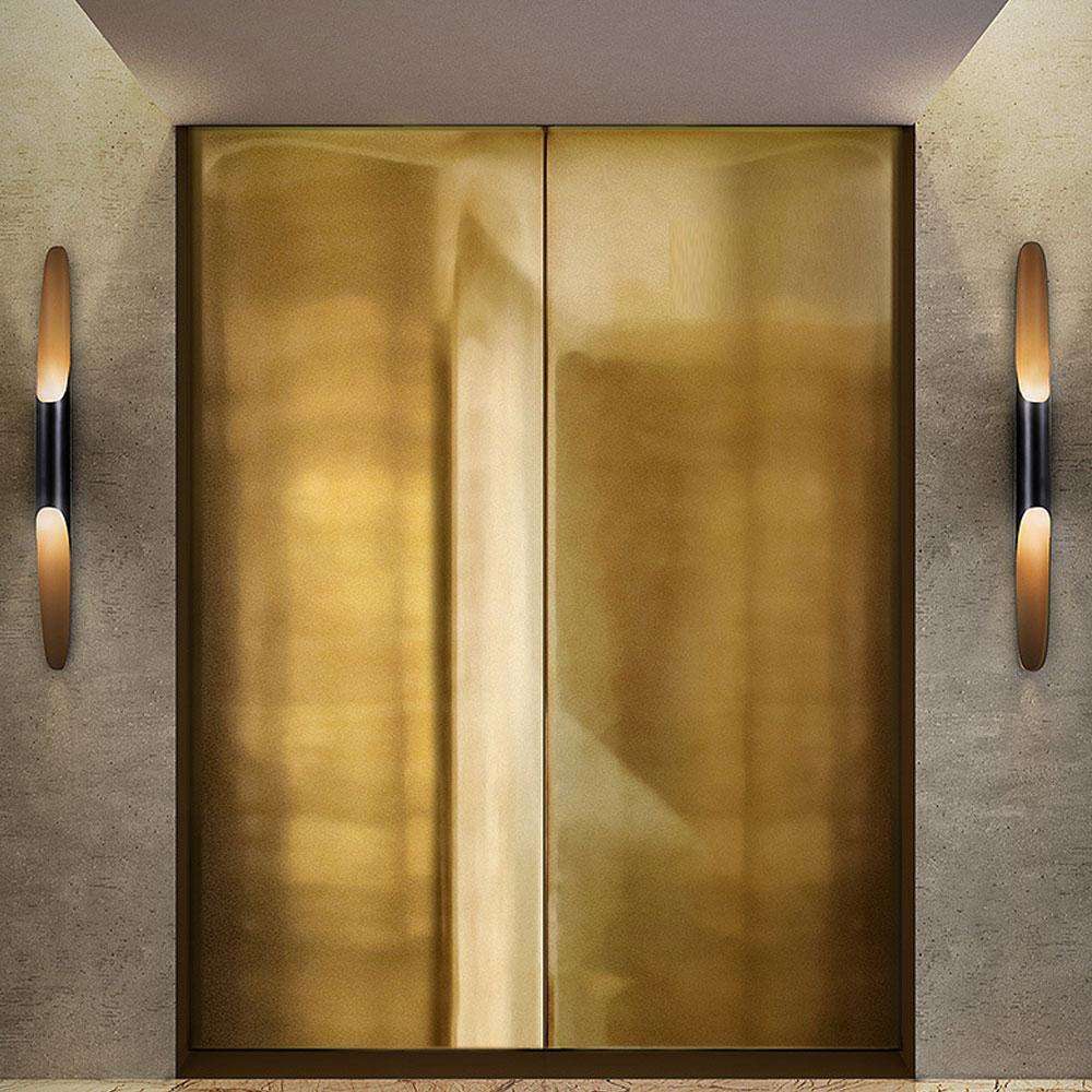 Coltrane Wall Sconce | Handmade Steel | Matte Black & Gold | Set of 2