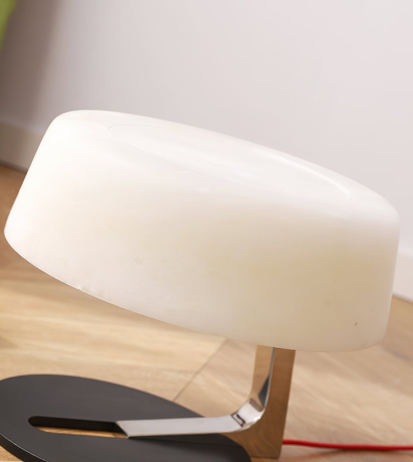 Comete Table Lamp | White Alabaster Shade | Chrome or Black Base
