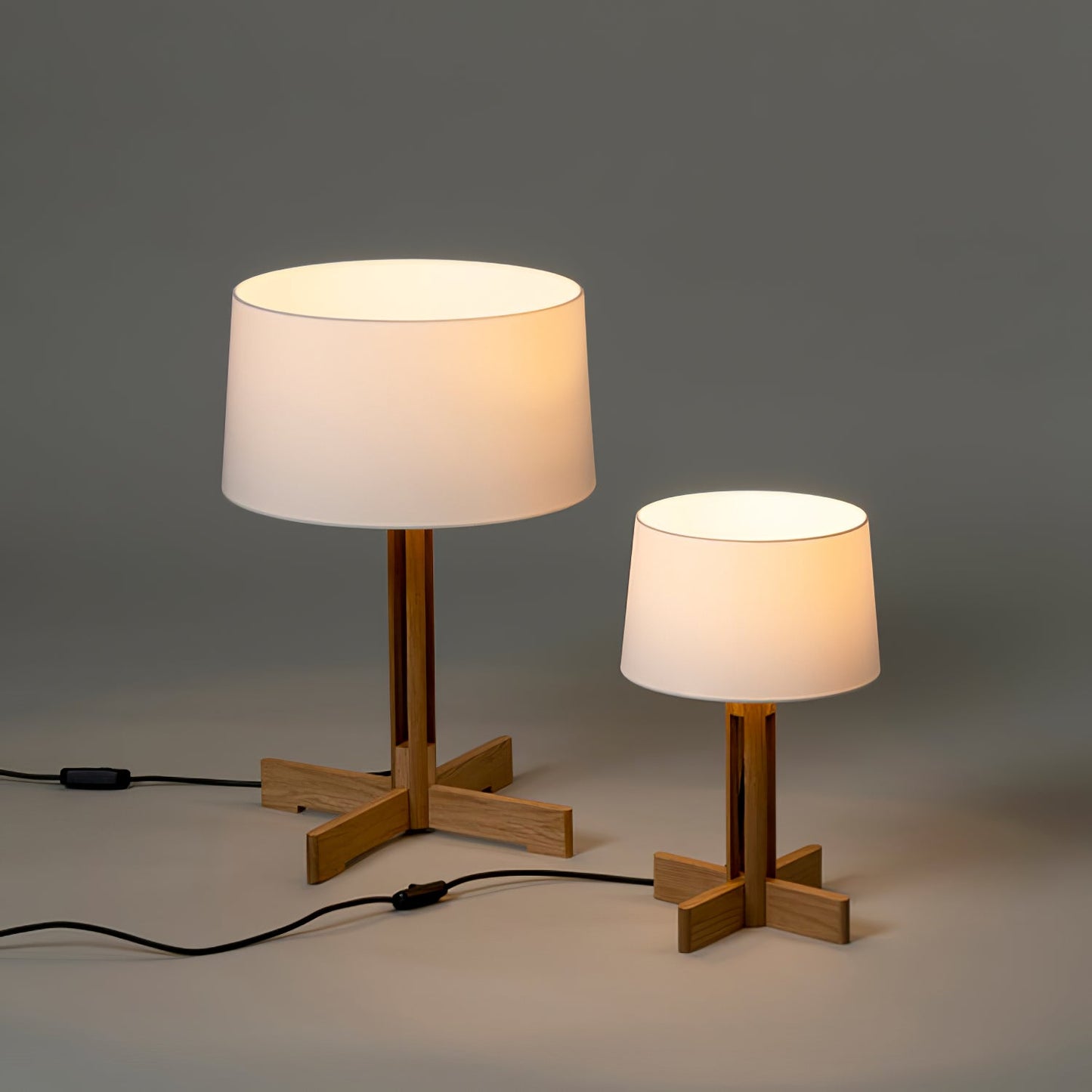 Compact Charm Table Lamp | Wood & Fabric | Walnut or Wood Color