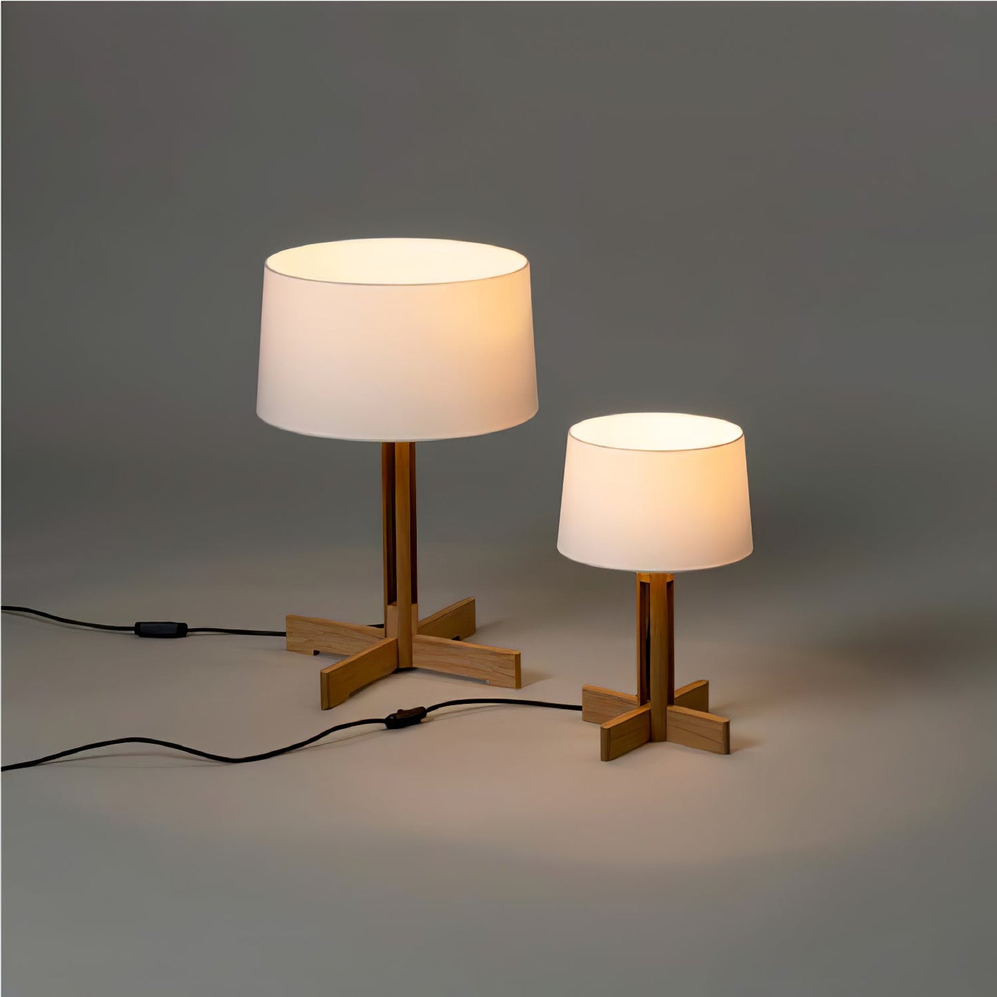 Compact Charm Table Lamp | Wood & Fabric | Walnut or Wood Color