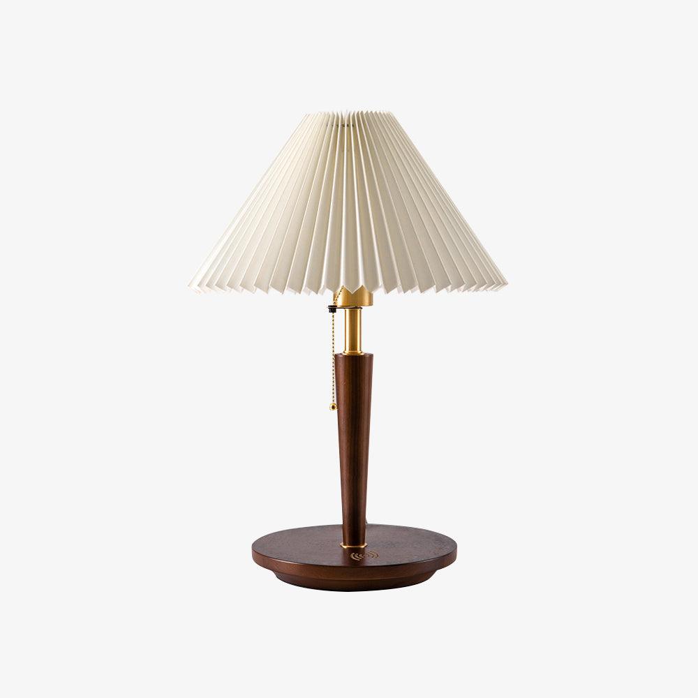 Table Lamp | White Linen Shade & Brass Accents | 36cm Diameter