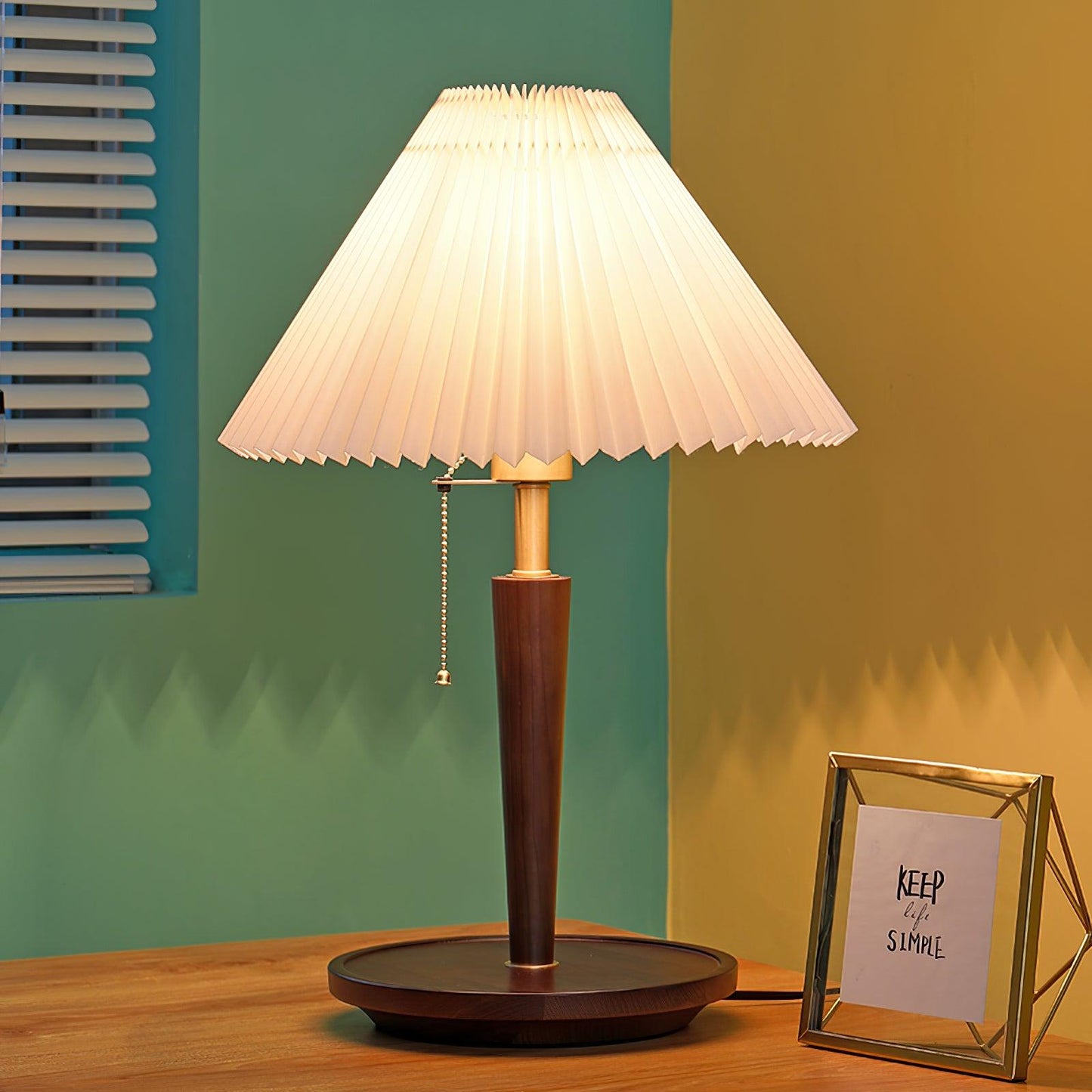 Table Lamp | White Linen Shade & Brass Accents | 36cm Diameter