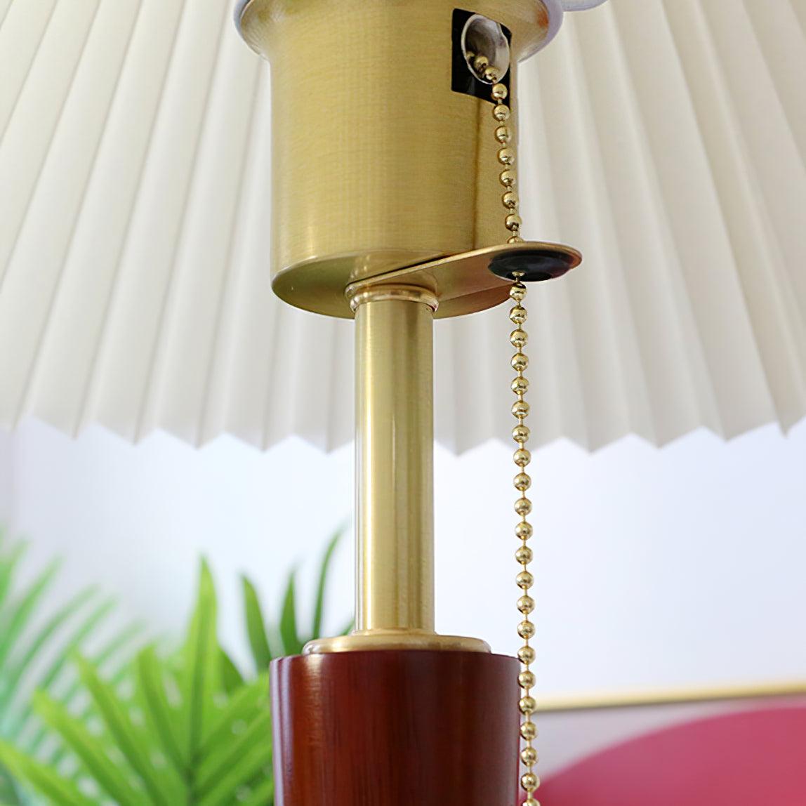 Table Lamp | White Linen Shade & Brass Accents | 36cm Diameter