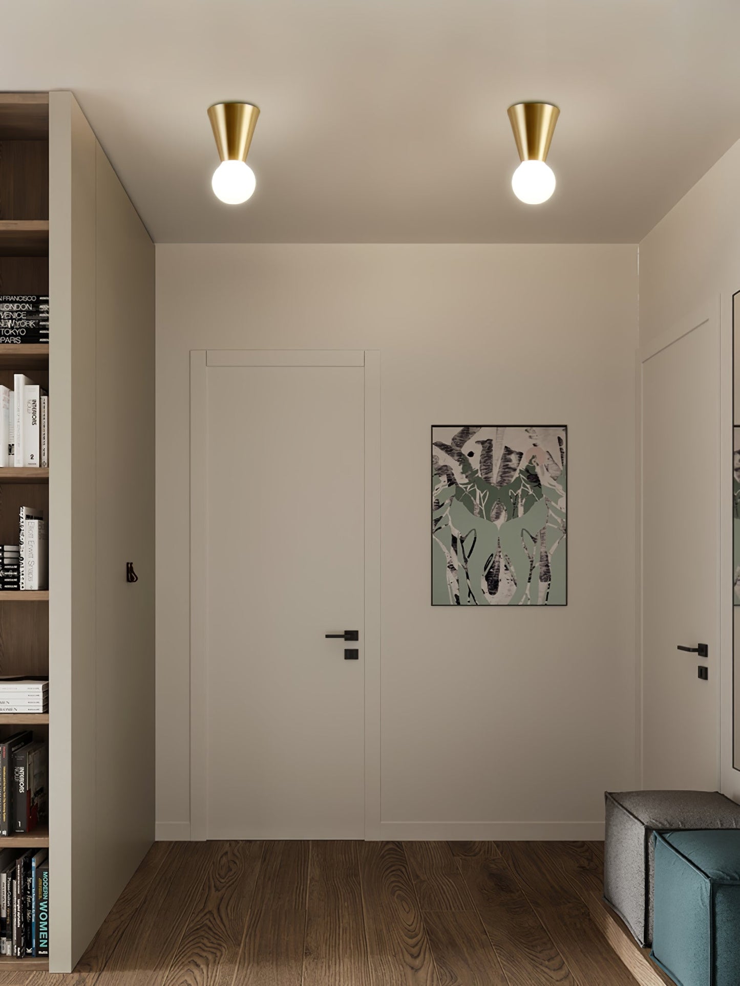 Conical Ceiling Lamp | Metal & Glass | White Shade