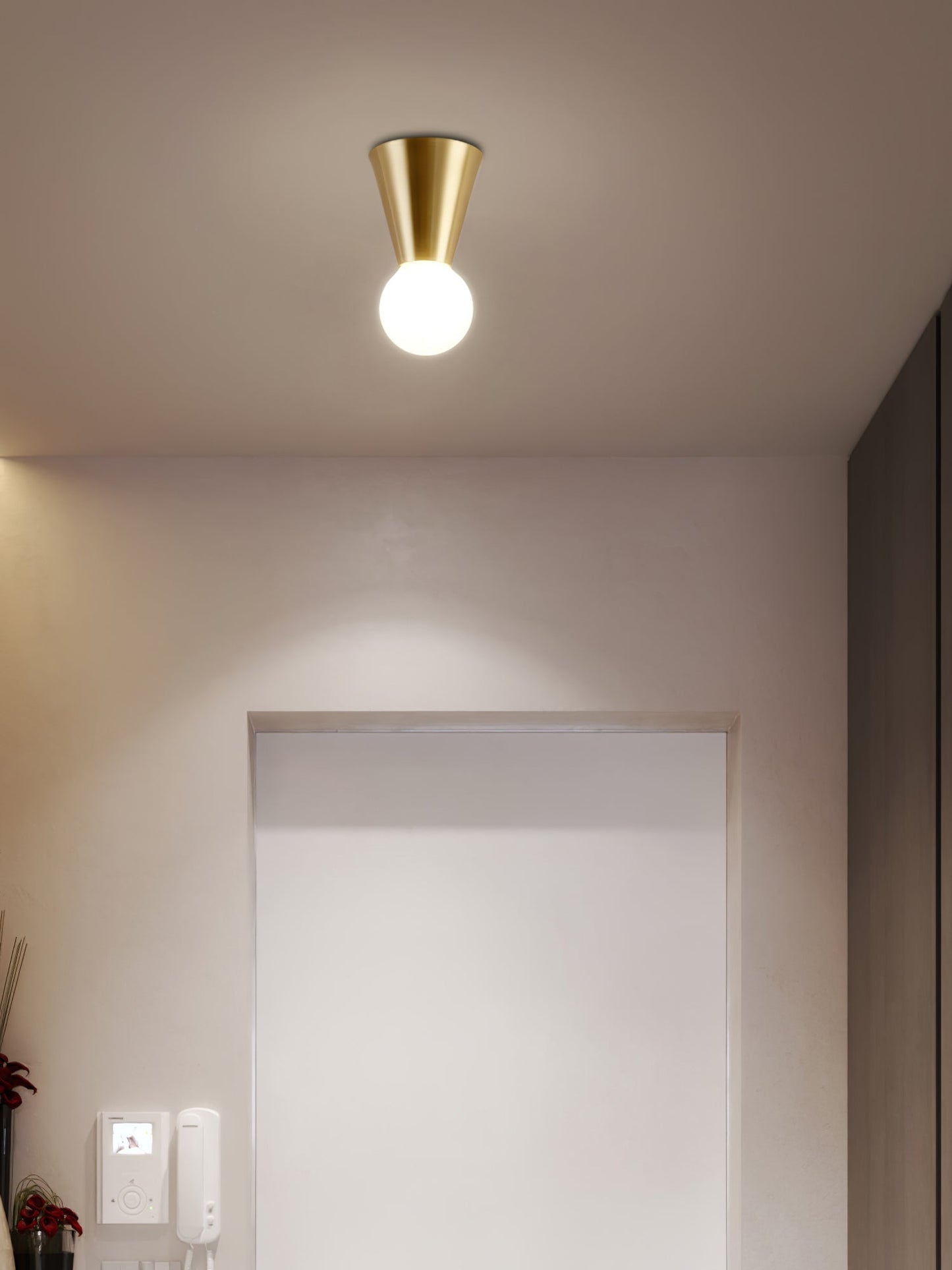 Conical Ceiling Lamp | Metal & Glass | White Shade