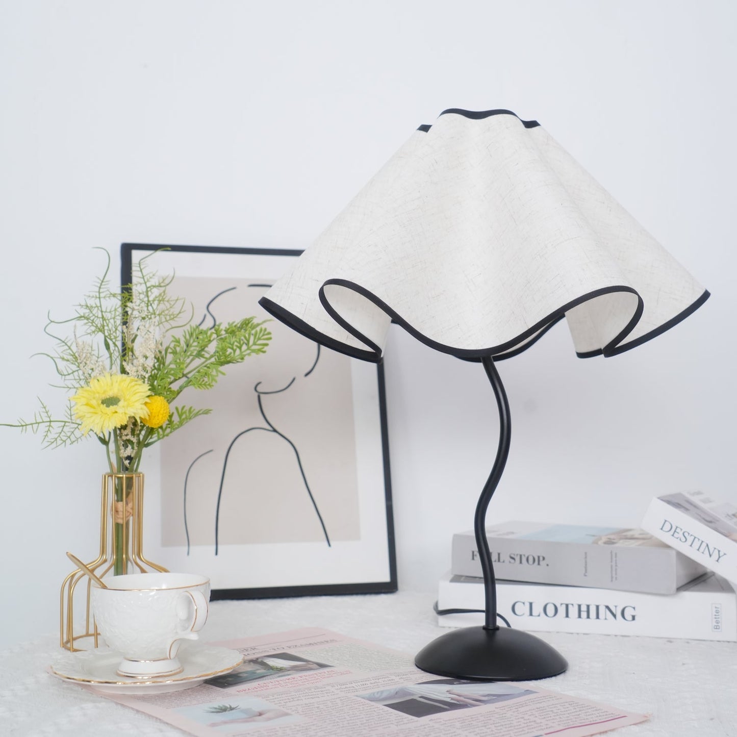 Cora Table Lamp | Vintage Black Metal | White Linen Shade