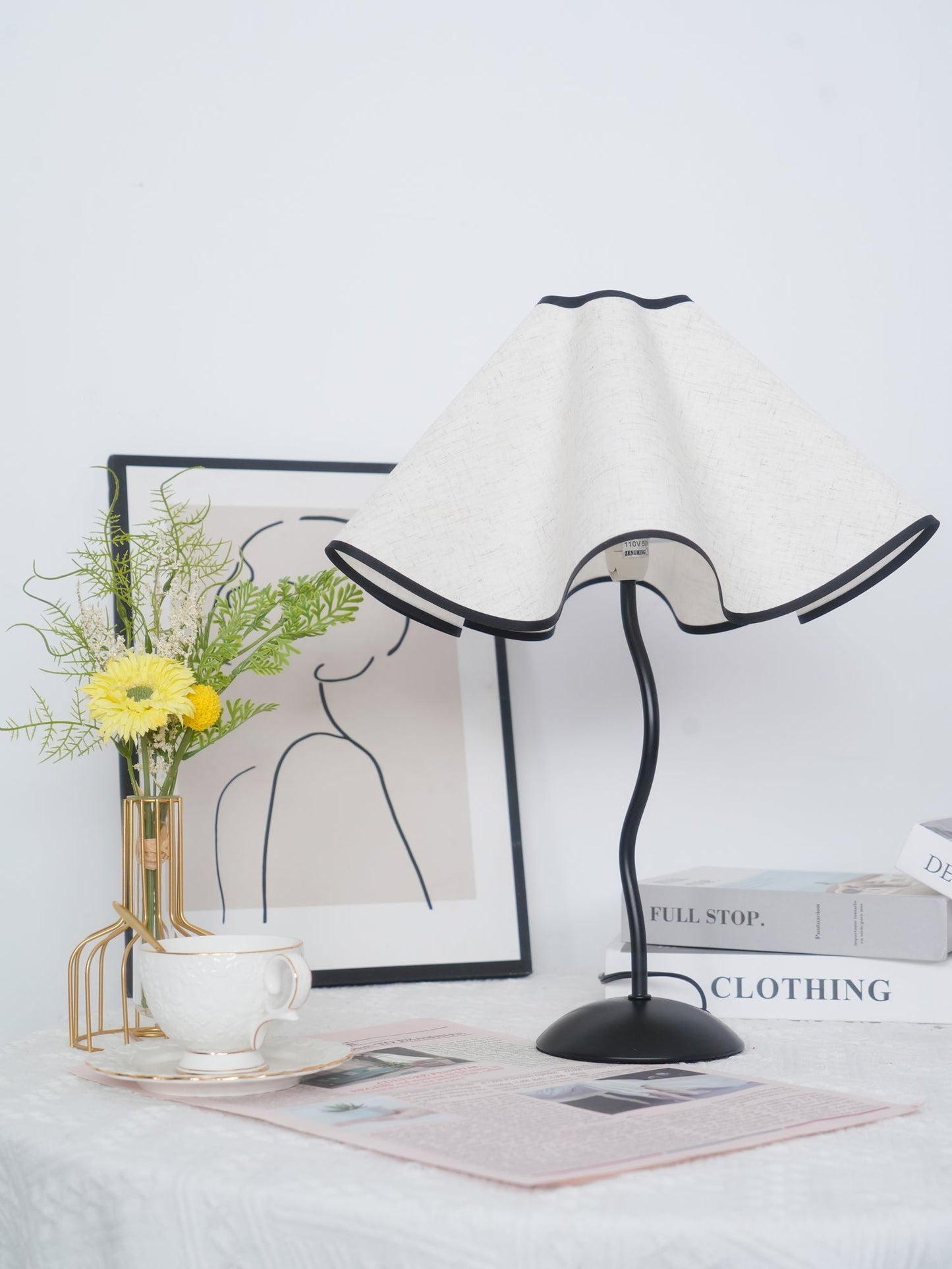 Cora Table Lamp | Vintage Black Metal | White Linen Shade