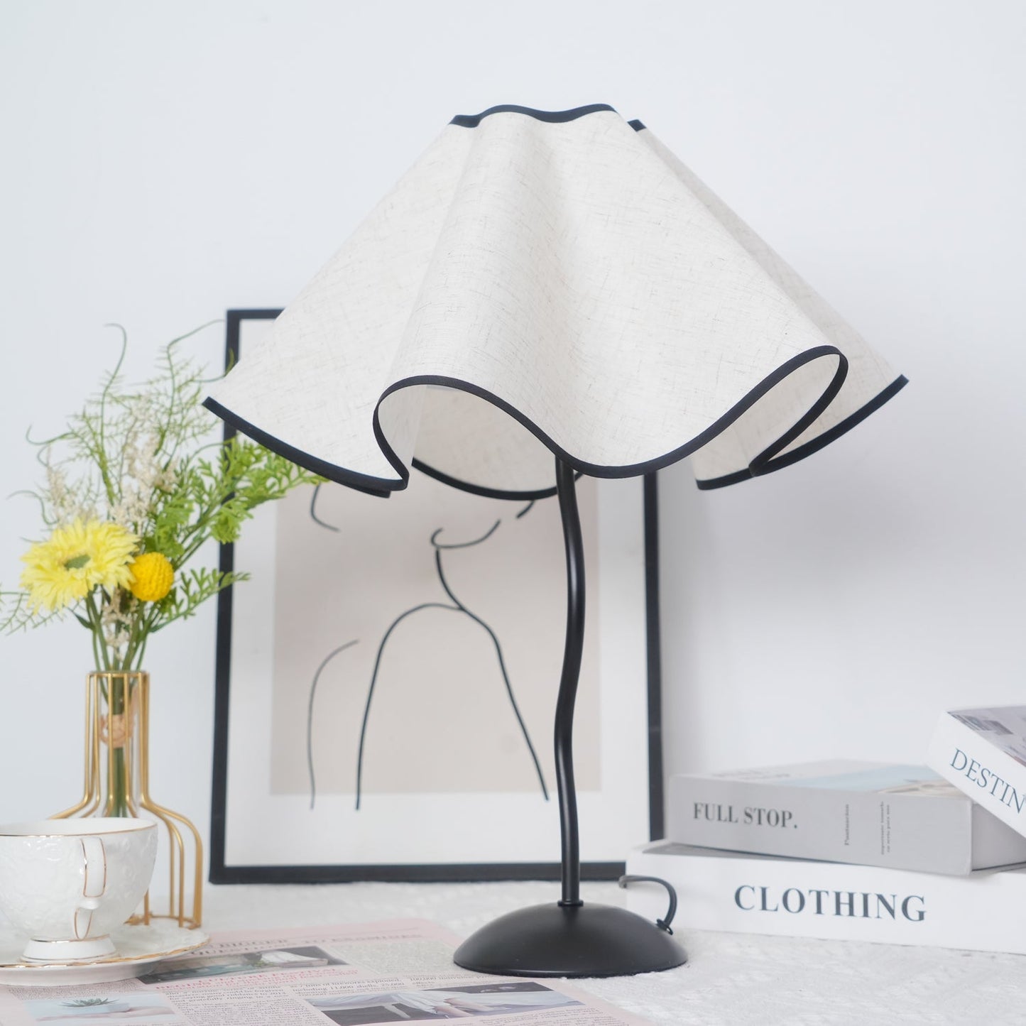 Cora Table Lamp | Vintage Black Metal | White Linen Shade