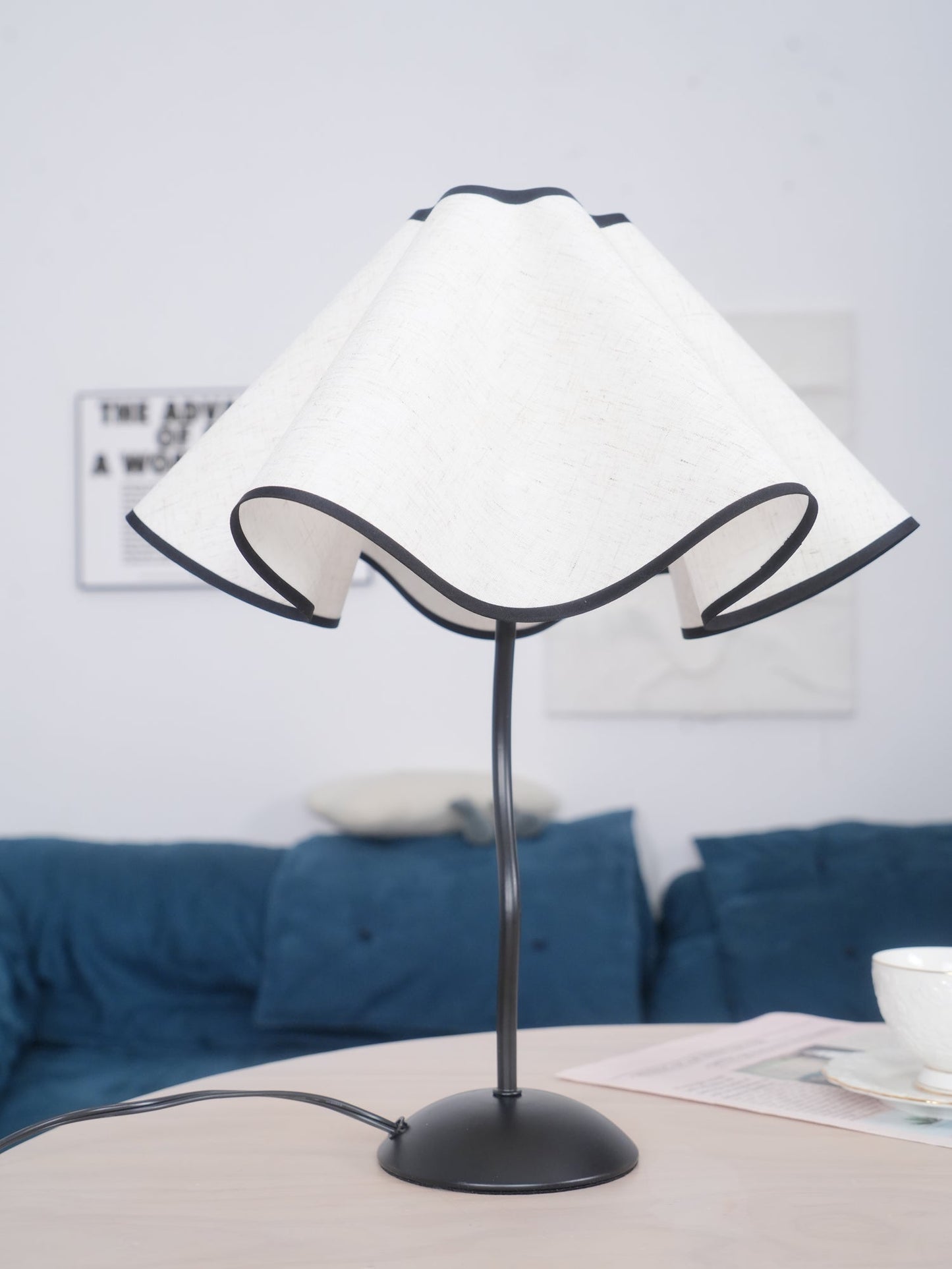 Cora Table Lamp | Vintage Black Metal | White Linen Shade