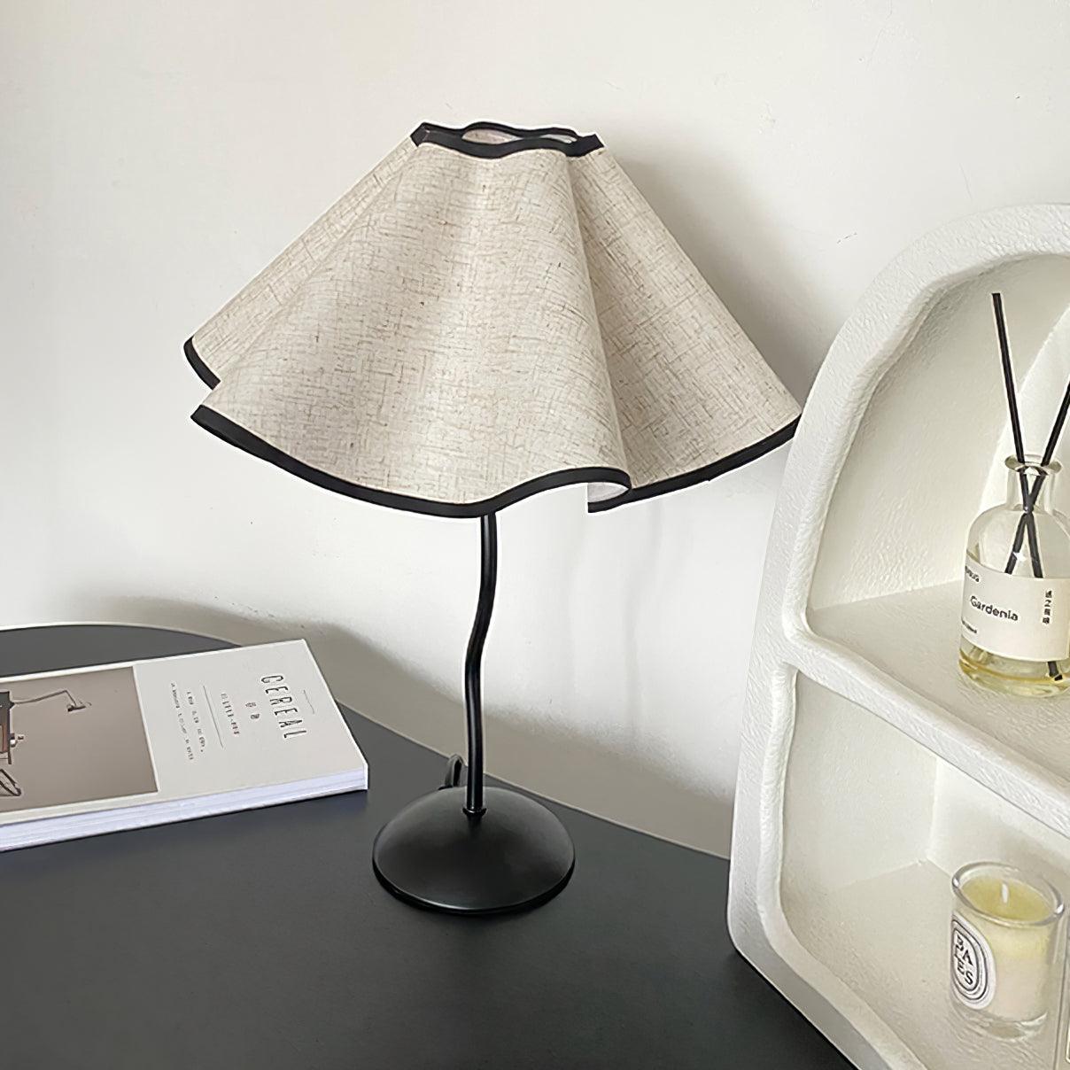 Cora Table Lamp | Vintage Black Metal | White Linen Shade
