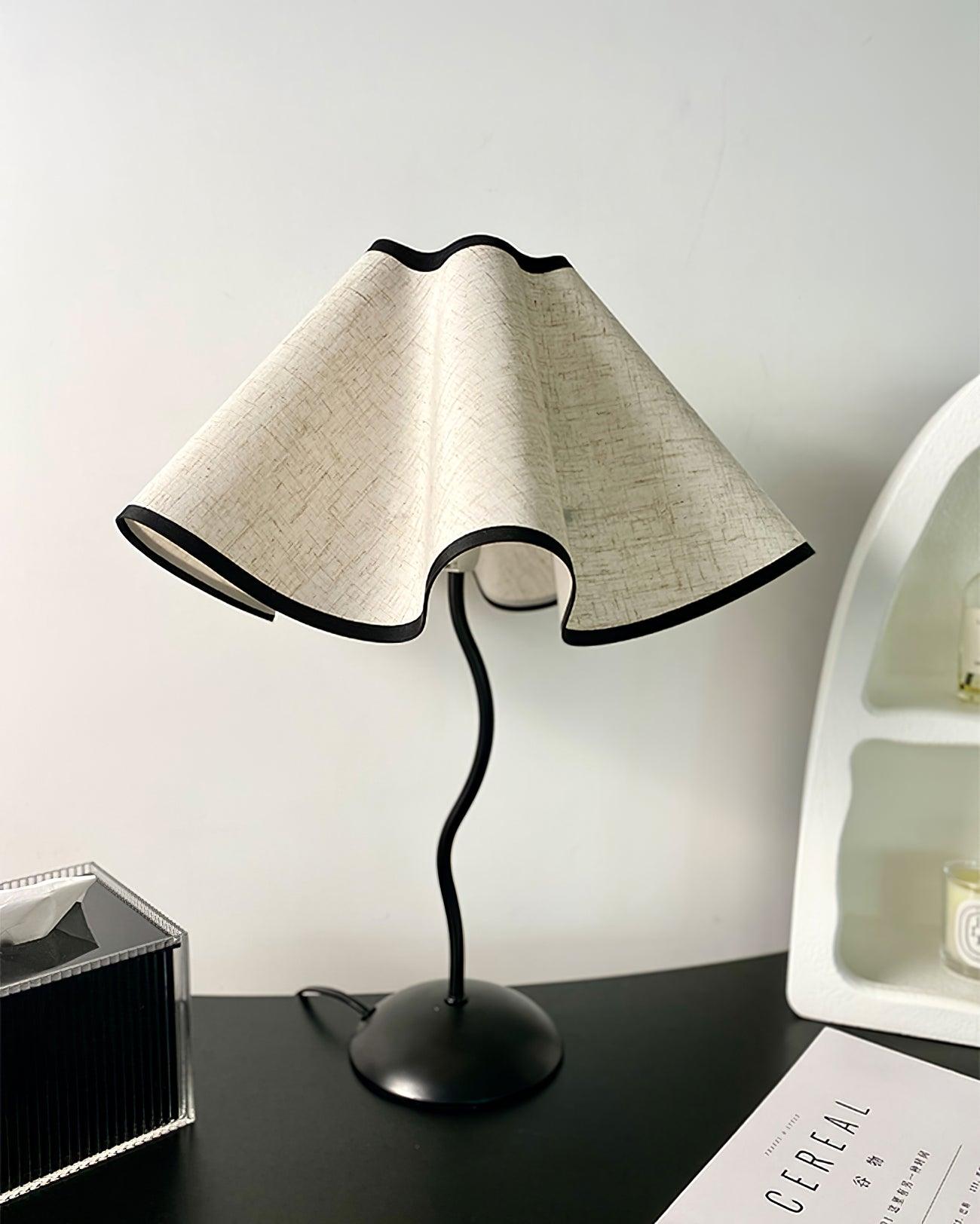 Cora Table Lamp | Vintage Black Metal | White Linen Shade