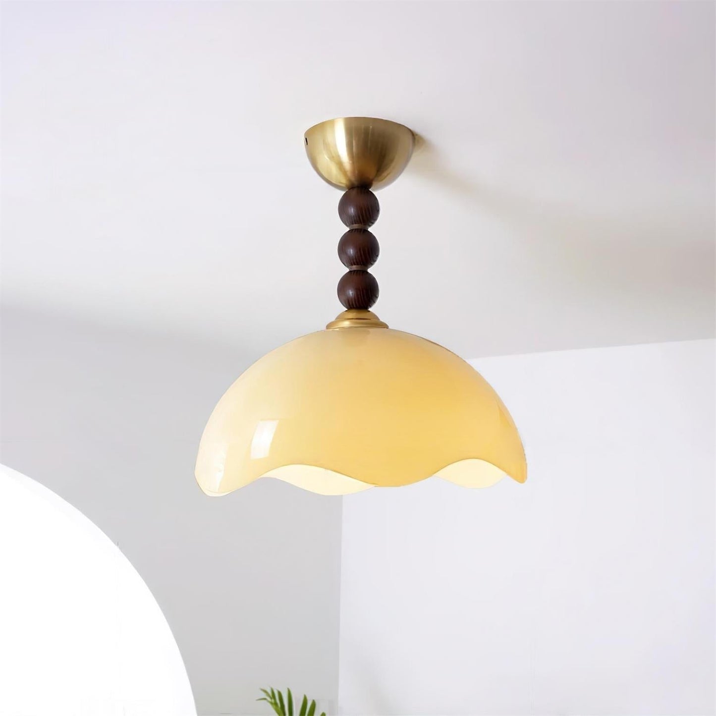 Coral Crest Ceiling Lamp | Metal & Glass | Walnut & Gold