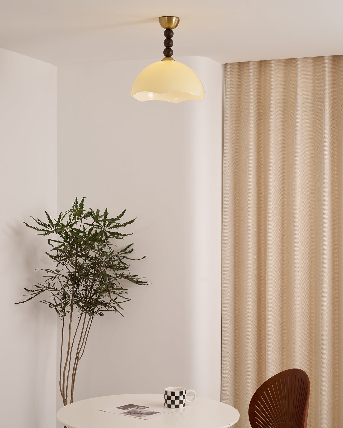 Coral Crest Ceiling Lamp | Metal & Glass | Walnut & Gold