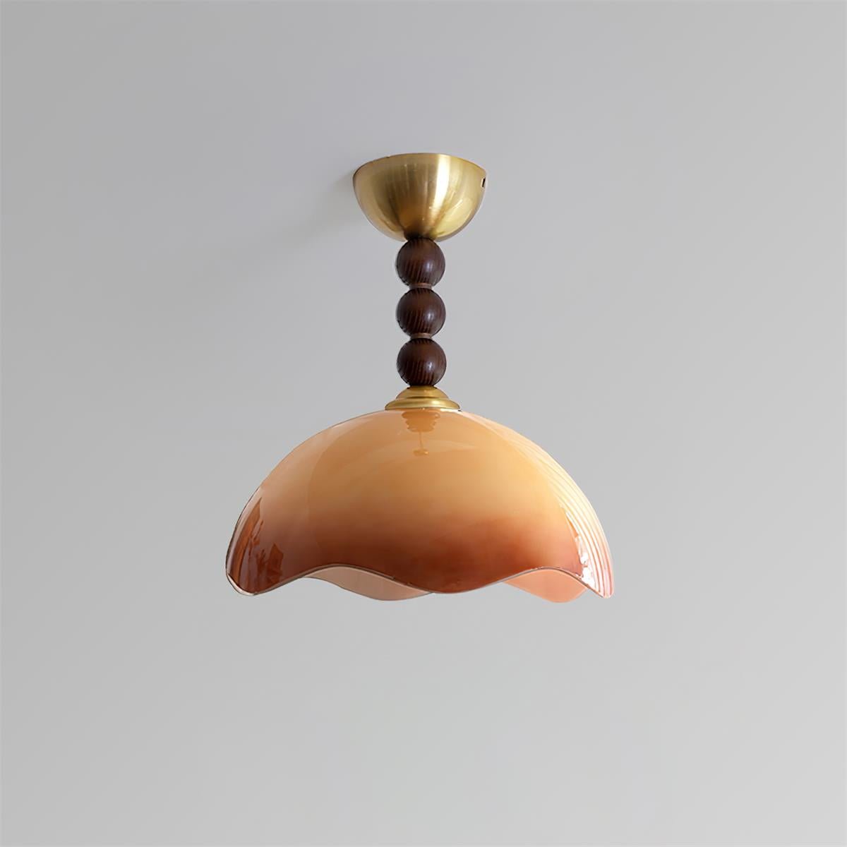 Coral Crest Ceiling Lamp | Metal & Glass | Walnut & Gold