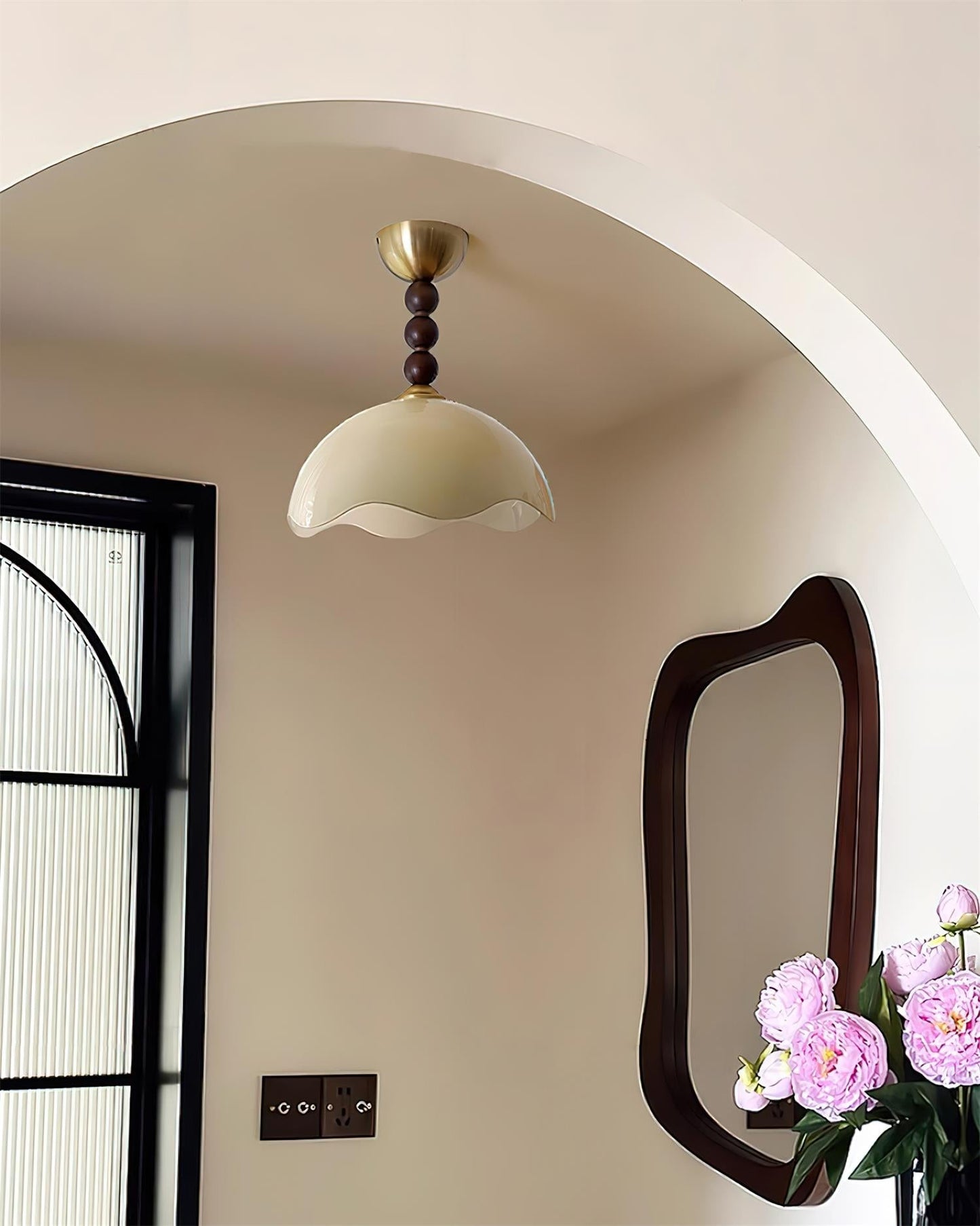 Coral Crest Ceiling Lamp | Metal & Glass | Walnut & Gold