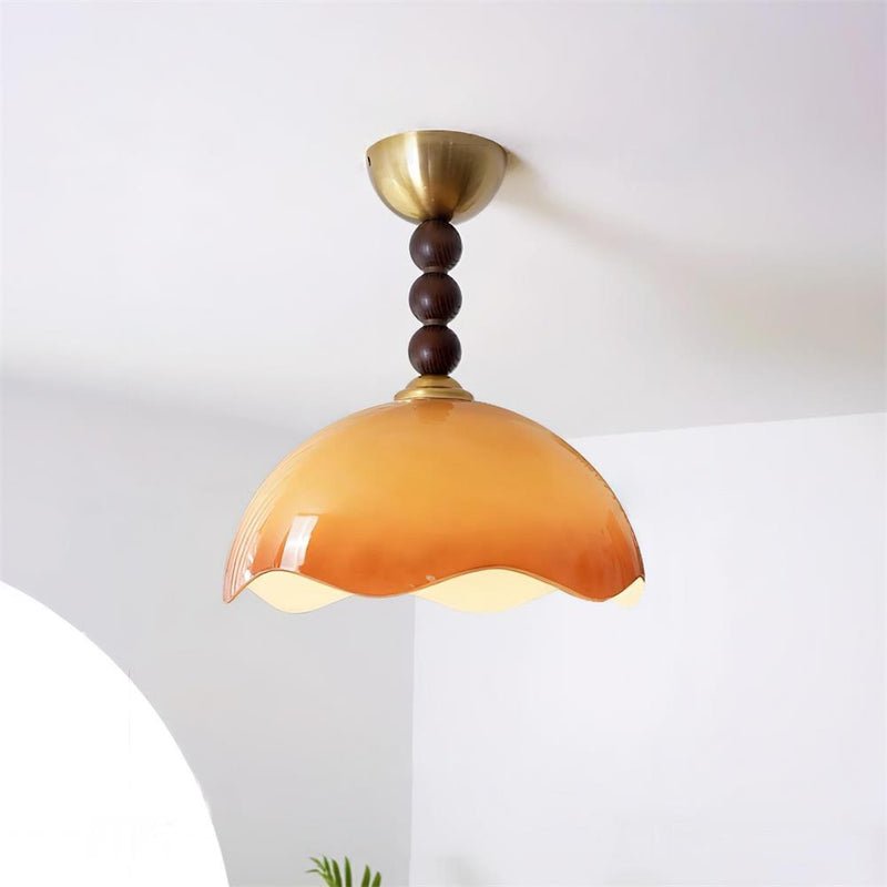 Coral Crest Ceiling Lamp | Metal & Glass | Walnut & Gold