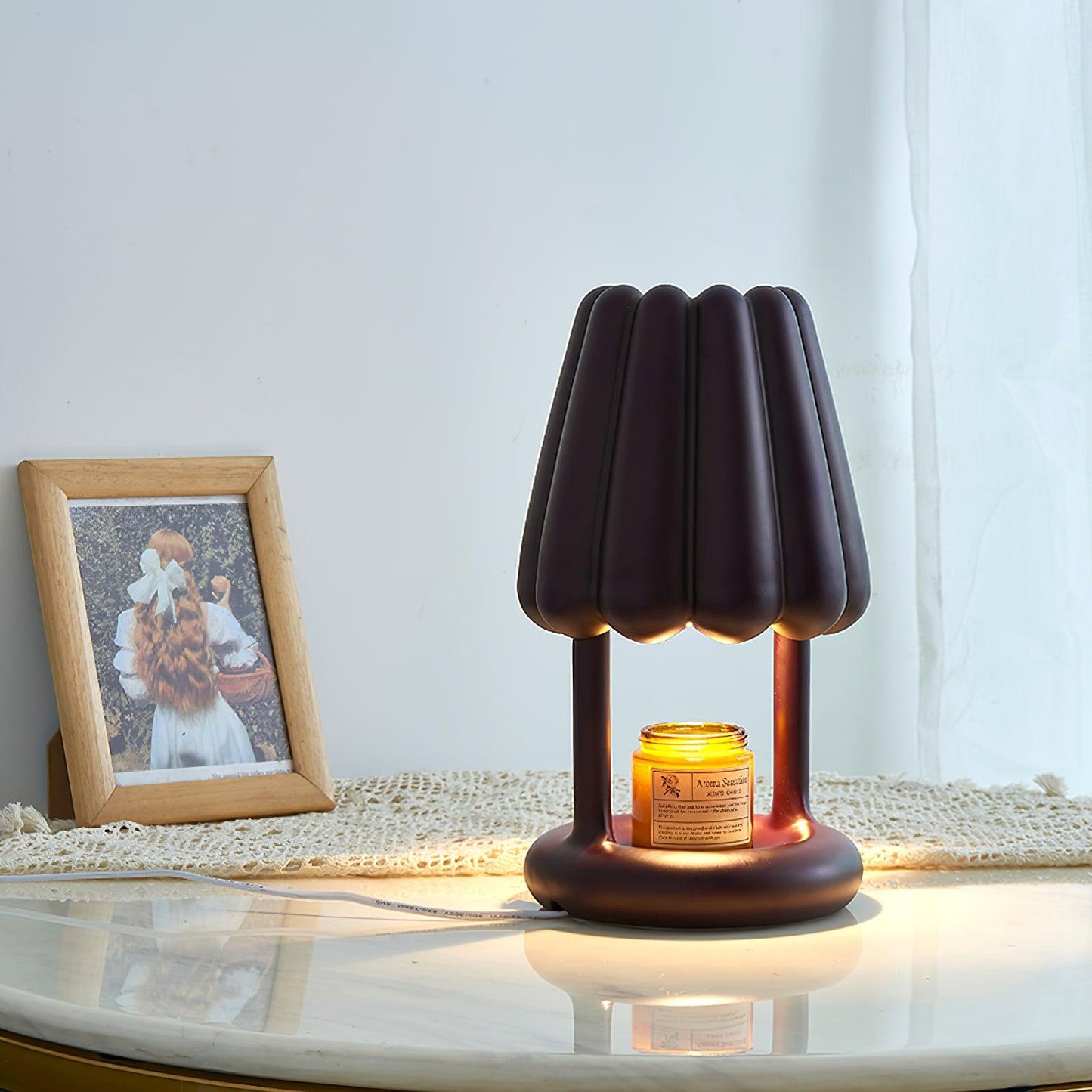 Coral Ice Cream Table Lamp | Flocking Resin | Red, Green, Dark Blue