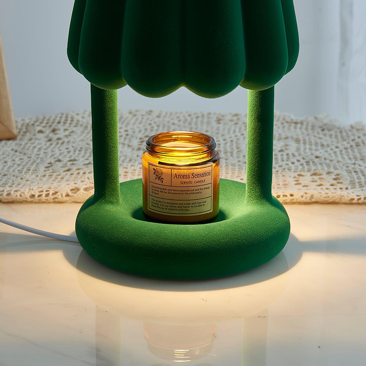 Coral Ice Cream Table Lamp | Flocking Resin | Red, Green, Dark Blue