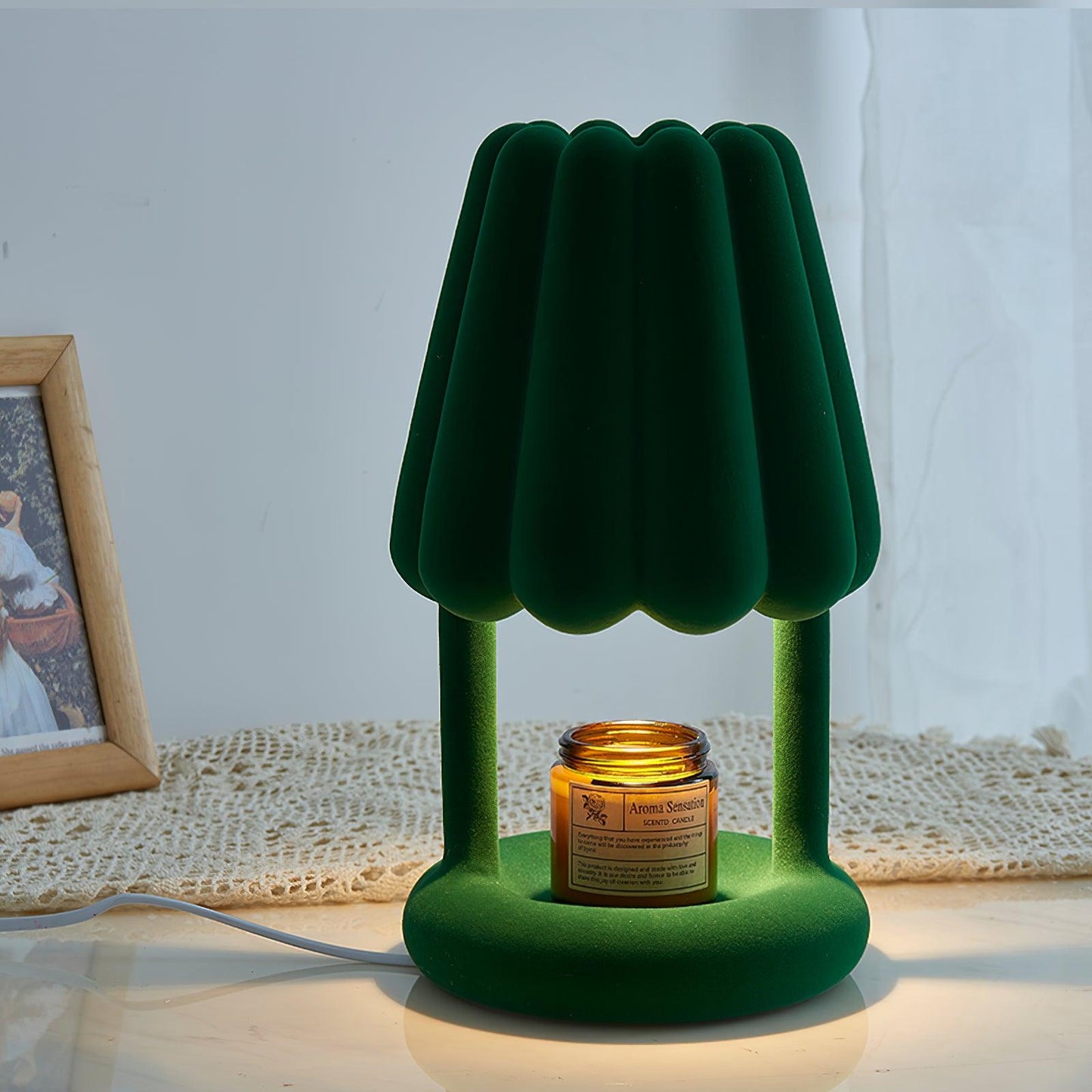 Coral Ice Cream Table Lamp | Flocking Resin | Red, Green, Dark Blue
