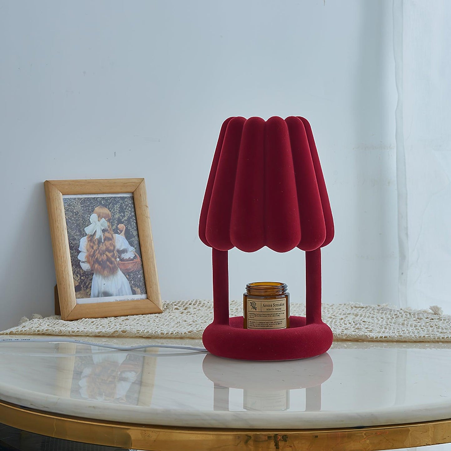Coral Ice Cream Table Lamp | Flocking Resin | Red, Green, Dark Blue