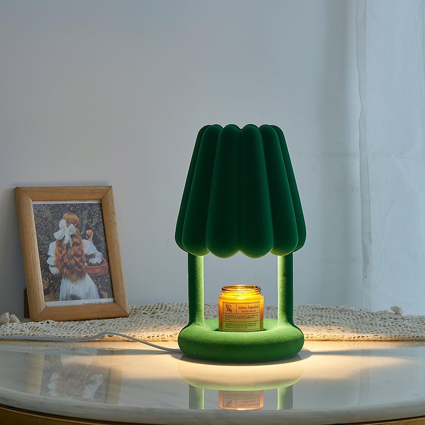 Coral Ice Cream Table Lamp | Flocking Resin | Red, Green, Dark Blue