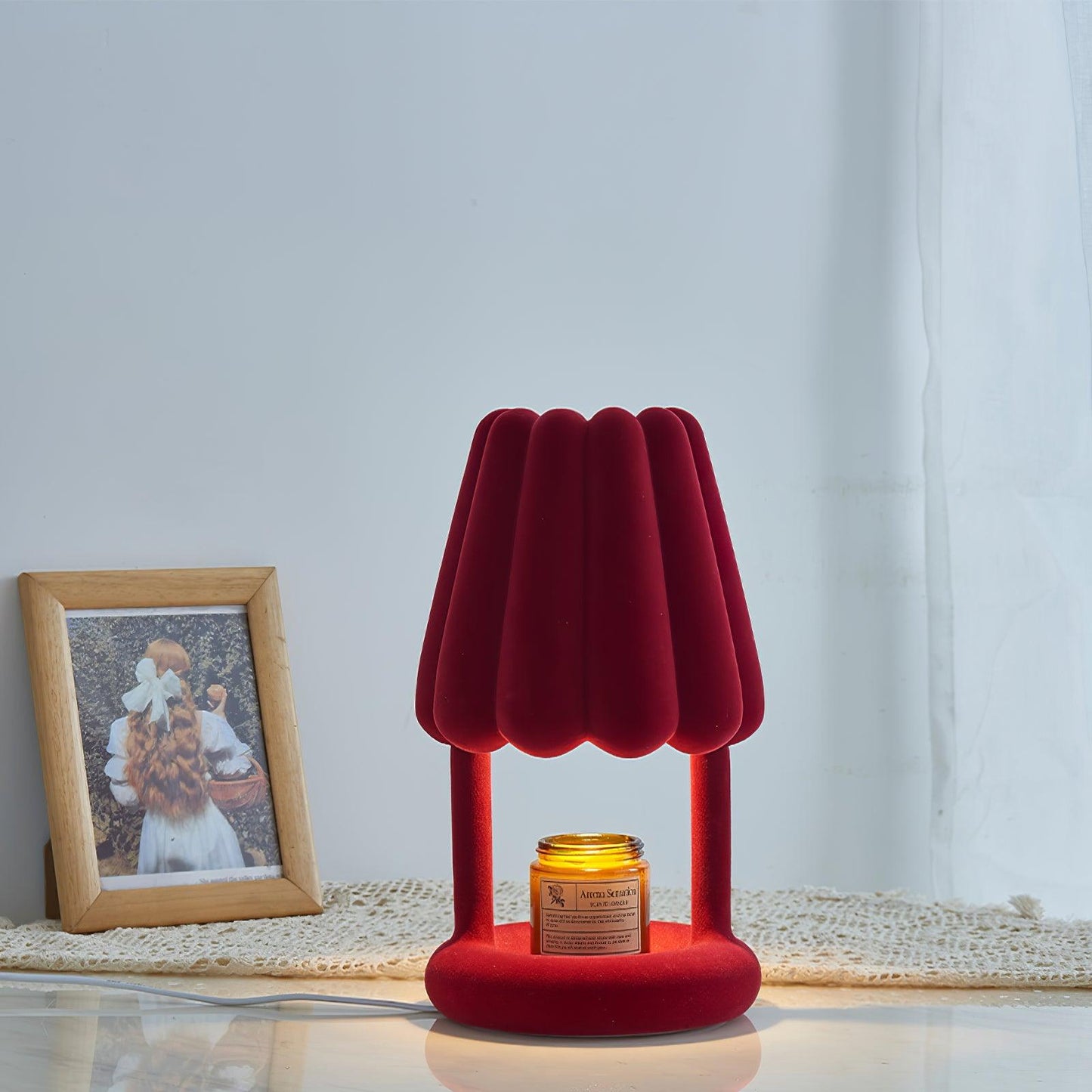 Coral Ice Cream Table Lamp | Flocking Resin | Red, Green, Dark Blue