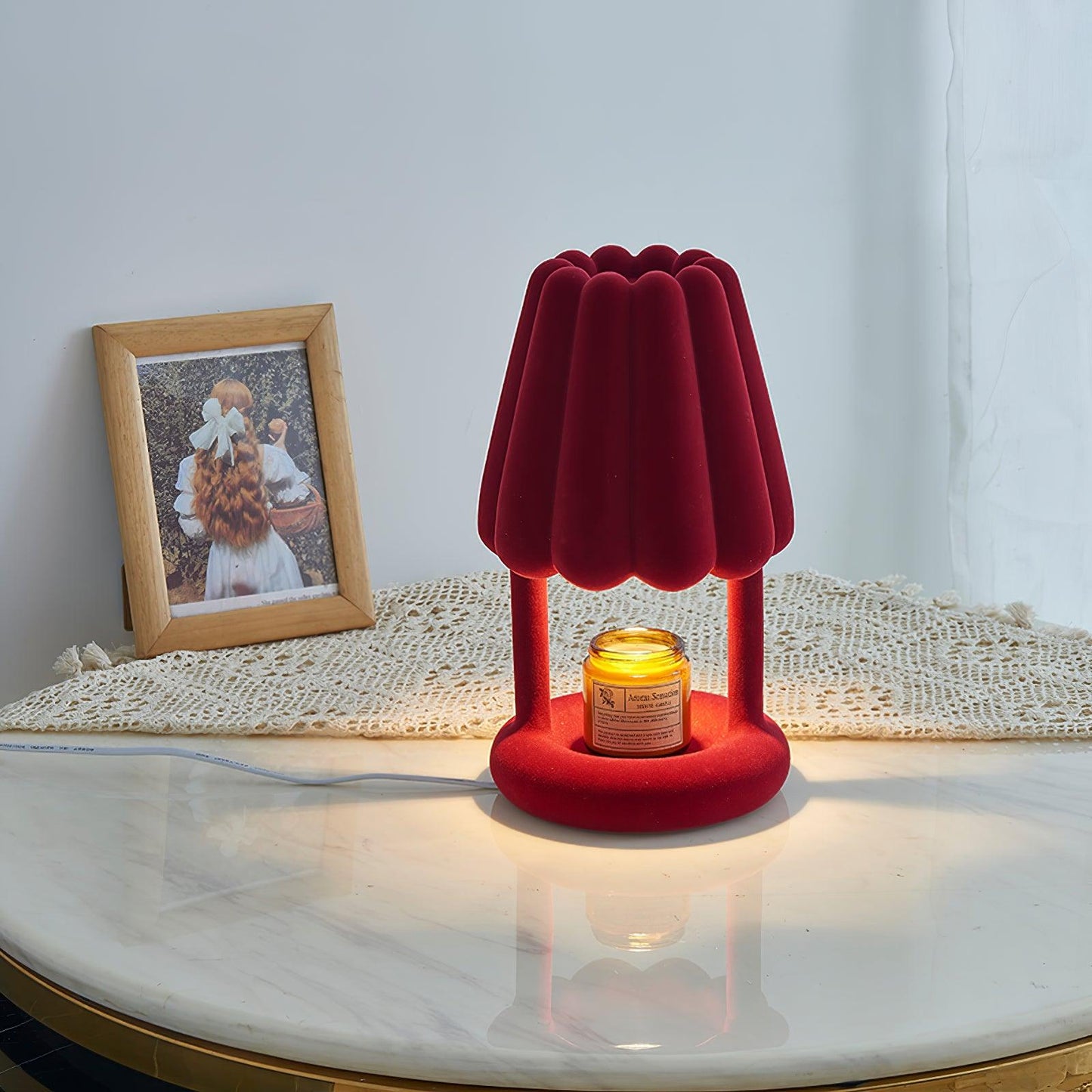 Coral Ice Cream Table Lamp | Flocking Resin | Red, Green, Dark Blue
