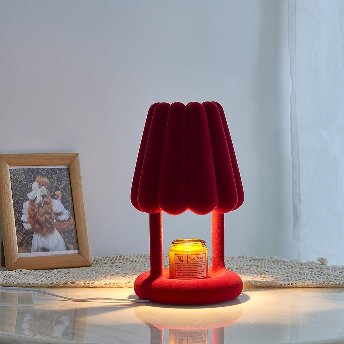 Coral Ice Cream Table Lamp | Flocking Resin | Red, Green, Dark Blue