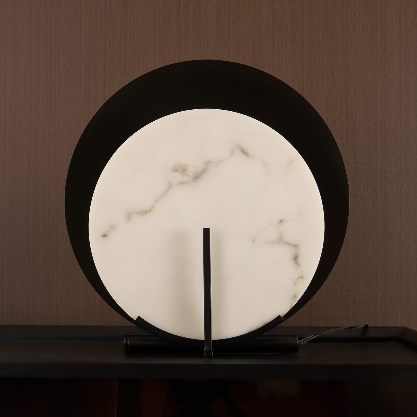Corbett Asteria Table Lamp | Vintage Carbon Steel & Alabaster | Black & White