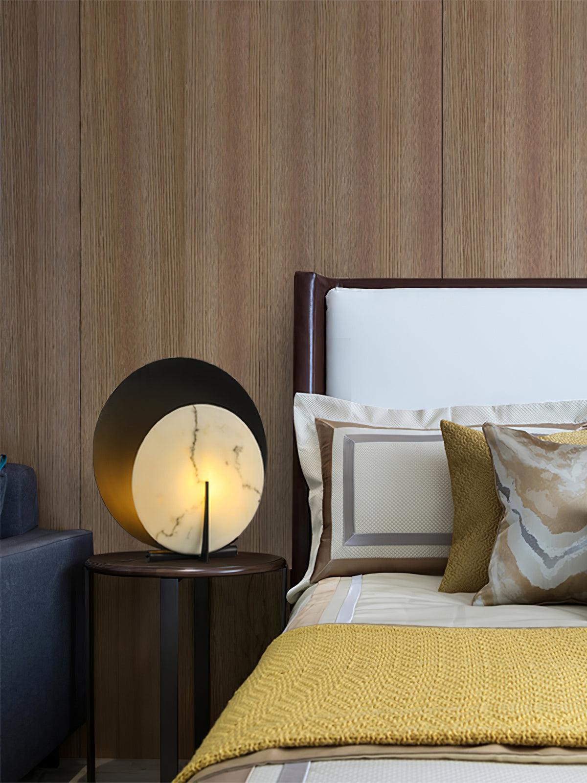 Corbett Asteria Table Lamp | Vintage Carbon Steel & Alabaster | Black & White