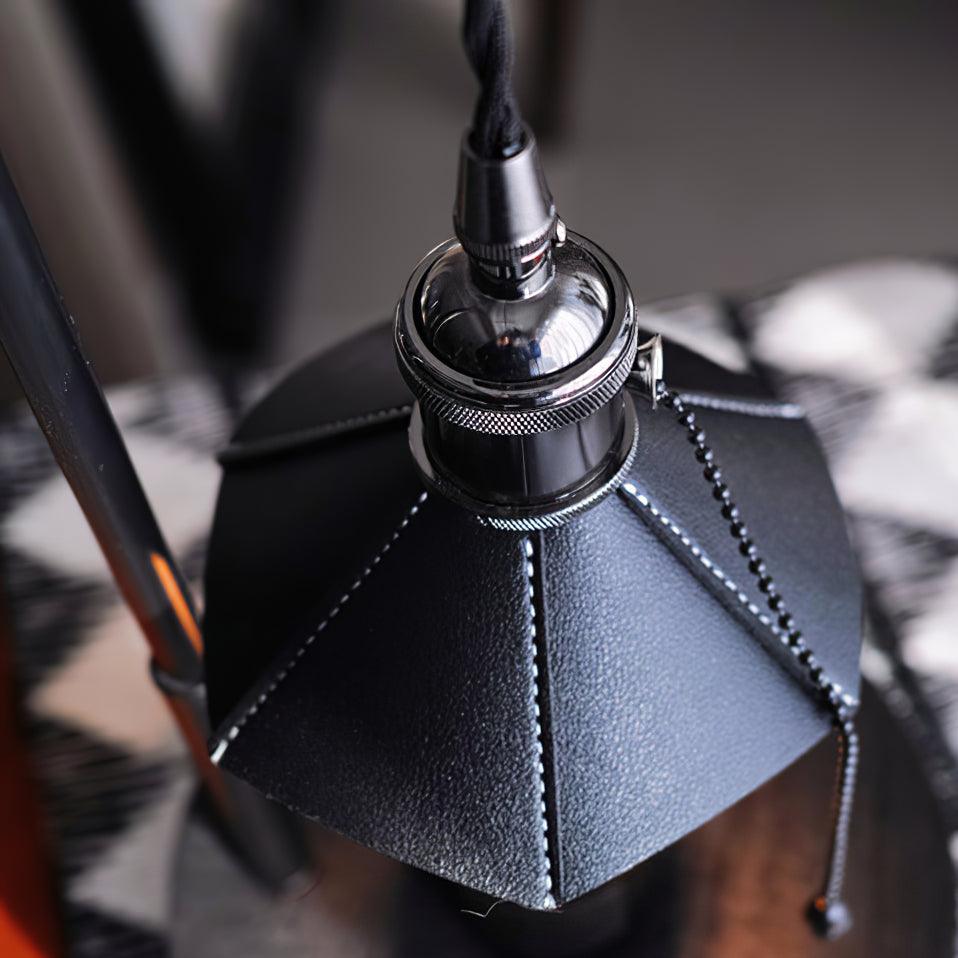 Cordero Wooden Stool Table Lamp | Wooden & Leather | Rose Gold or Black