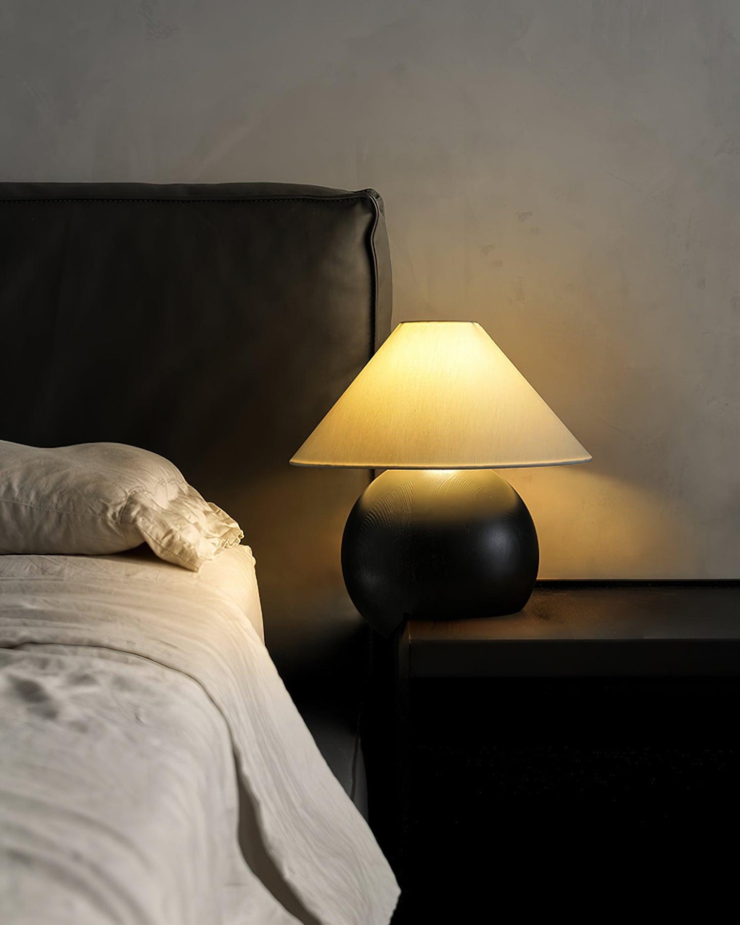 Corner Log Table Lamp | Hand-Polished Solid Wood | Walnut Color