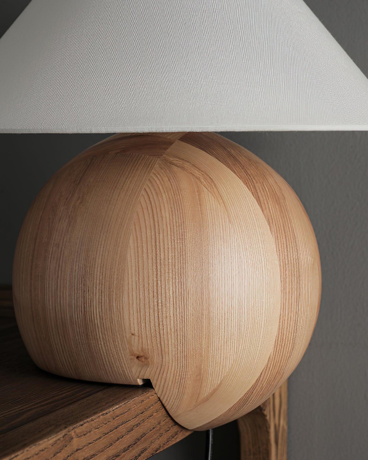 Corner Log Table Lamp | Hand-Polished Solid Wood | Walnut Color