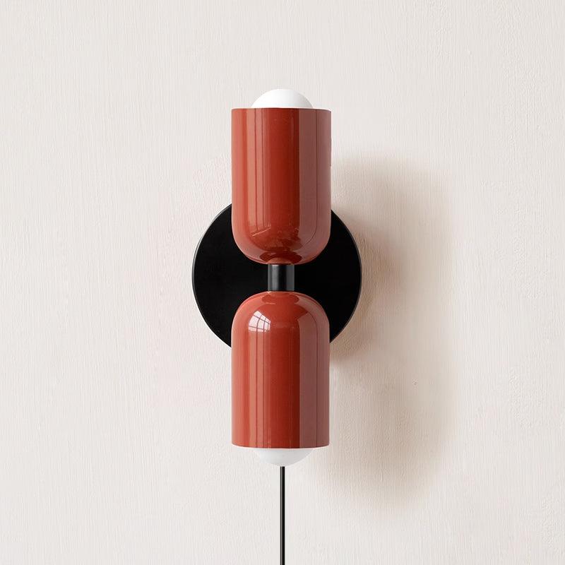 Wall-Mounted Double Plug-In Lamp | Metal | Black & Multi-Color Shades
