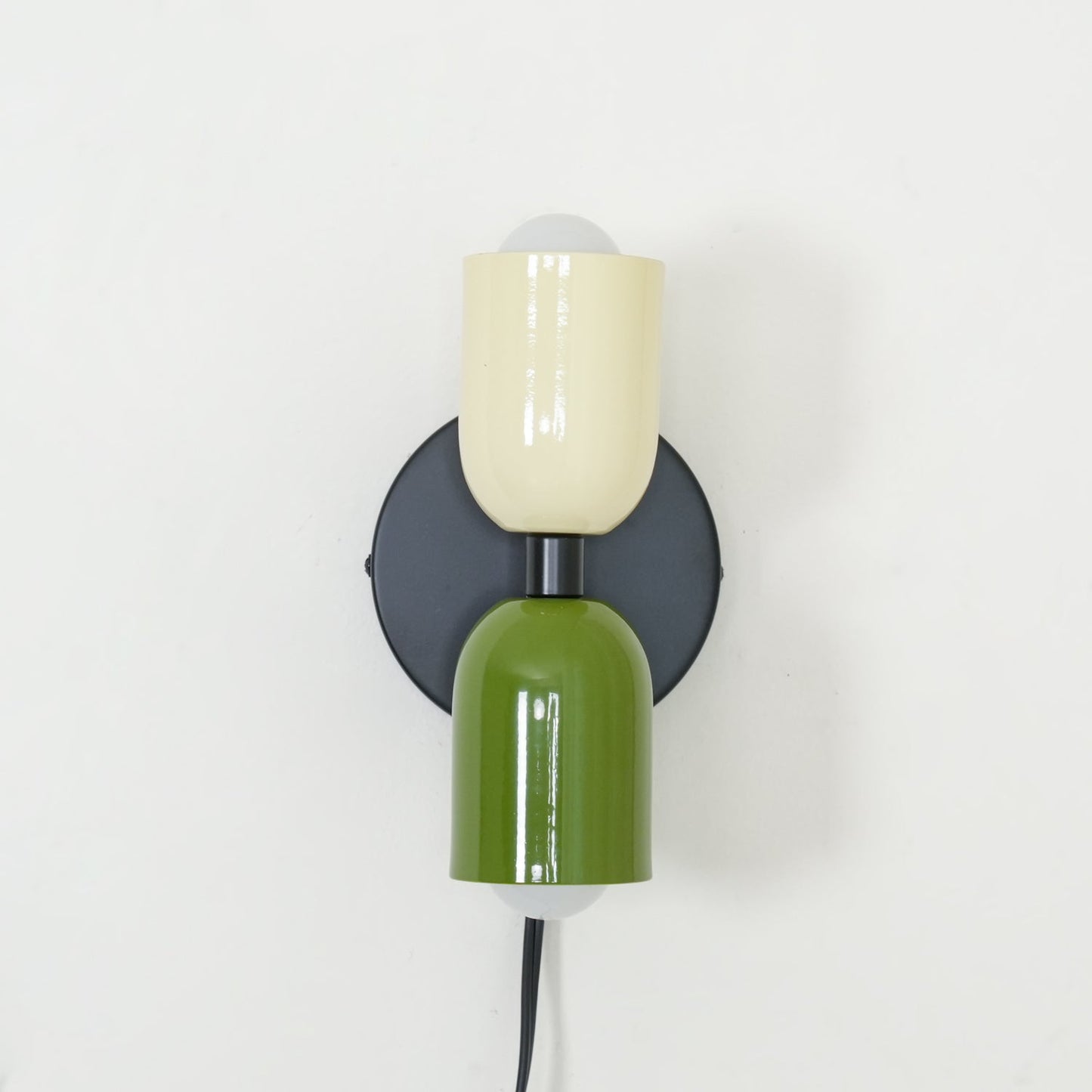 Wall-Mounted Double Plug-In Lamp | Metal | Black & Multi-Color Shades