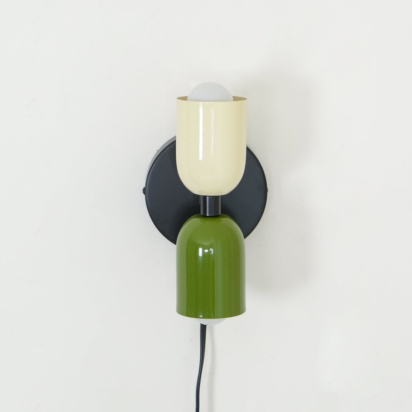 Wall-Mounted Double Plug-In Lamp | Metal | Black & Multi-Color Shades