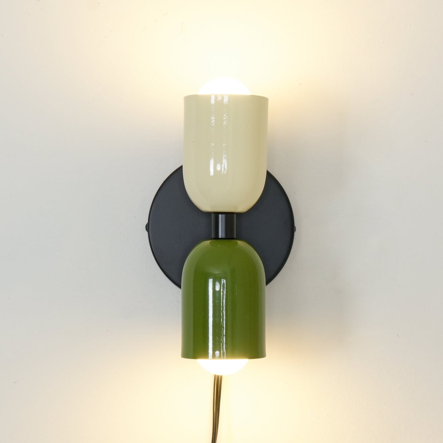 Wall-Mounted Double Plug-In Lamp | Metal | Black & Multi-Color Shades
