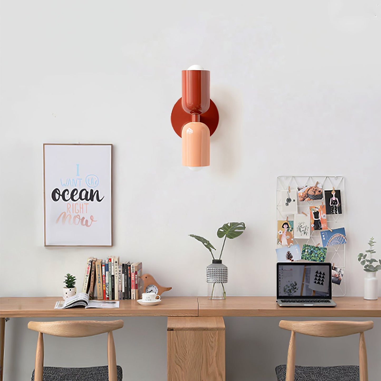 Wall-Mounted Double Plug-In Lamp | Metal | Black & Multi-Color Shades