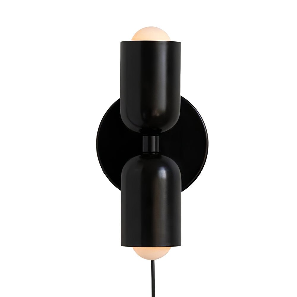 Wall-Mounted Double Plug-In Lamp | Metal | Black & Multi-Color Shades